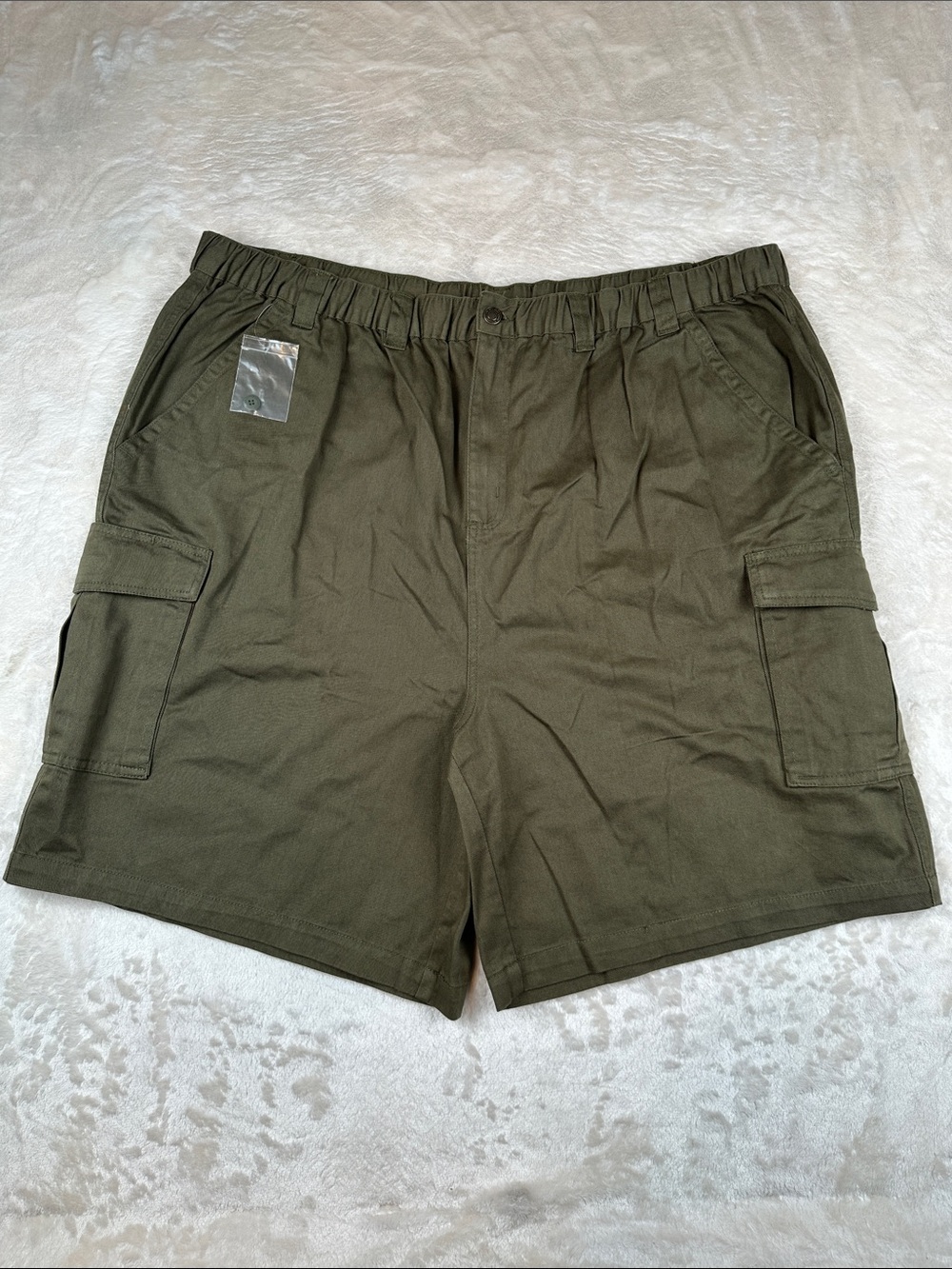 Boulder Creek Size 3XL Men's Olive Cargo Shorts with Elastic Waist | Comfort